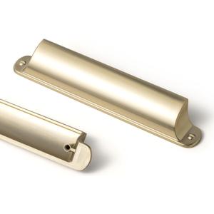 Goo-Ki 6 Pack Cup Pulls Champagne Bronze for Cabinet Drawer Kitchen, 5 Inch c-c Bin Pull Channing Handles Modern Zinc Alloy Hardware for Bar Bathroom