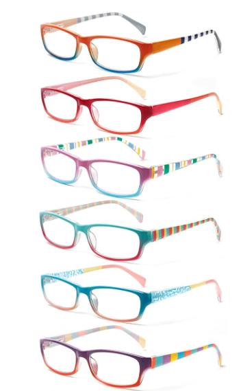 Kerecsen Computer Reading Glasses for Women Blue Light Blocking Glasses for Reading Fashion Pattern Print Eyeglasses for Womens(Mix Color 5, 6.00)