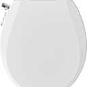 Bidet Toilet Seat, Soft Close Round Toilet Seat, Button control Feminine/Posterior Wash Switch, Knob Control Water Pressure,White Bidet Seat Attachment with Brass inlet