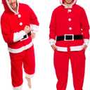 Funziez! Slim Christmas Adult Onesie - Fun Holiday Costume - Santa Clause and Reindeer One Piece for Adults, Women and Men (Large)