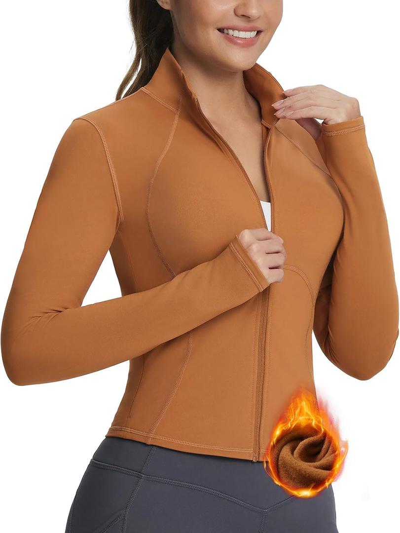 baleaf Women's Fleece Running Zip Up Jackets with Pockets for Yoga Athletic | Warmth and Breathability for Cold Weather, Slim Fit and Crop Length for Workout, Ideal for lounging at Home and Travel