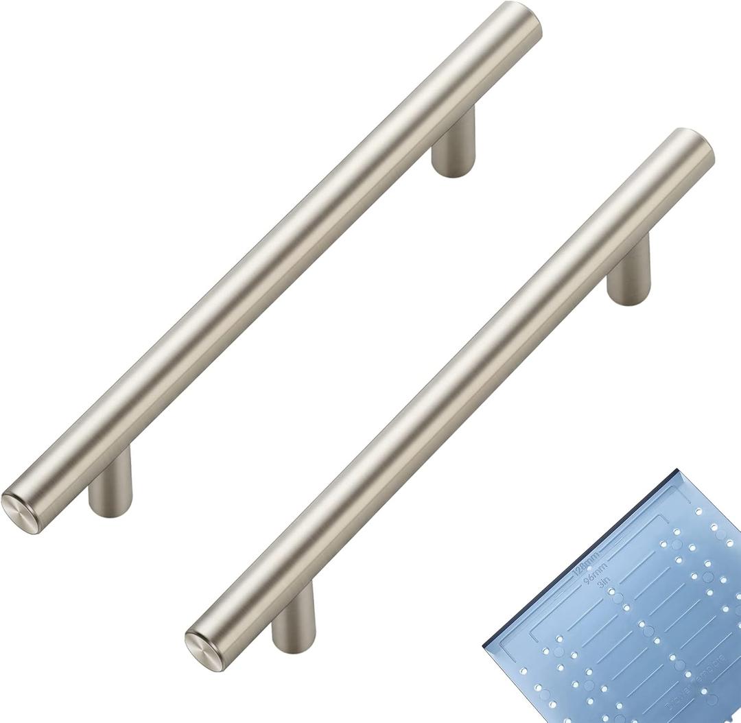 Ravinte 30 Pack | 7.38'' Cabinet Pulls Brushed Nickel Stainless Steel Kitchen Drawer Pulls Cabinet Handles 7-3/8Length, 5 Hole Center with Mounting Template