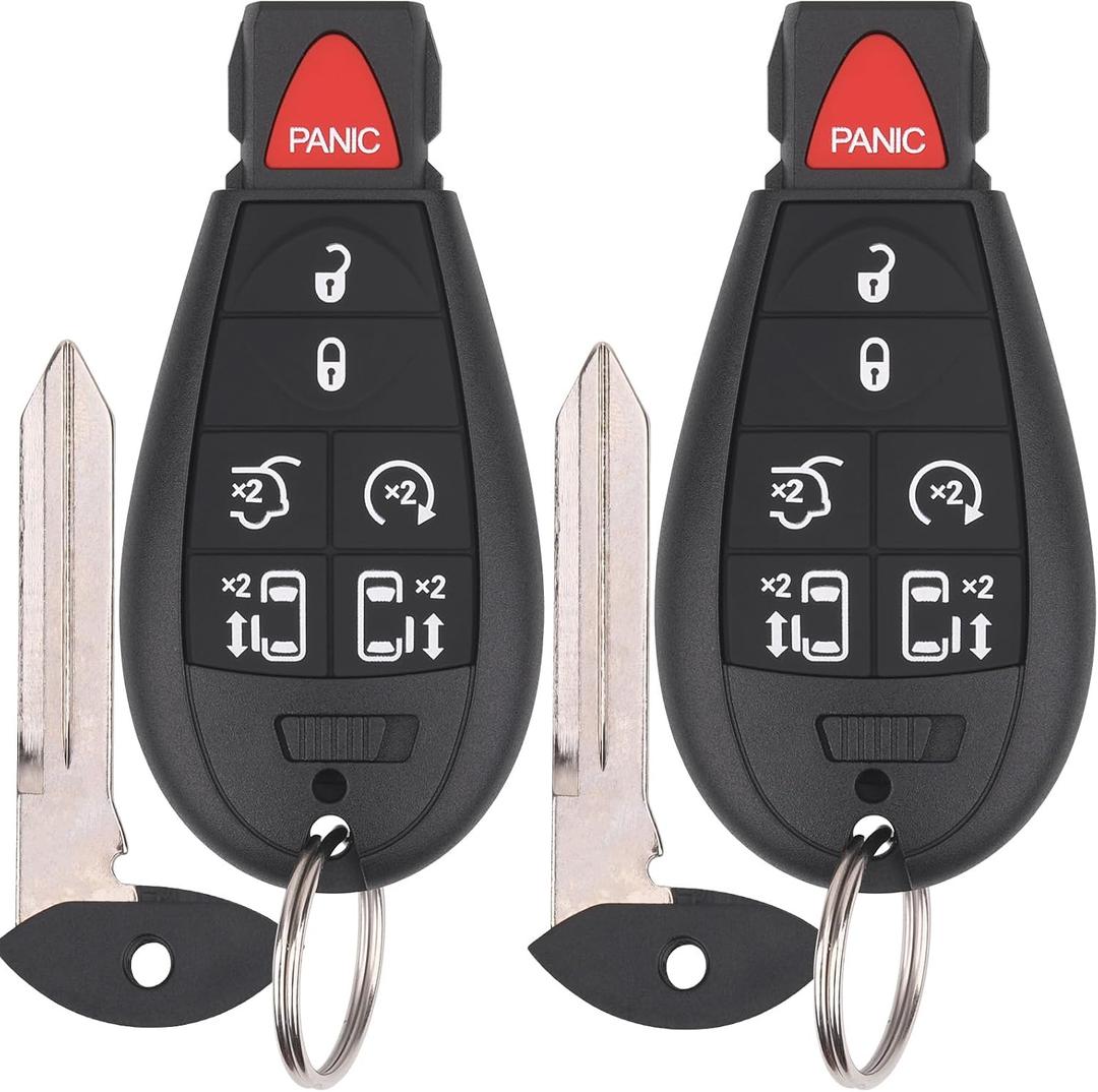 Vurkcy Key Fob Entry Remote Control Key Compatible with 2008-2016 Chrysler Town and Country, 2008-2020 Dodge Grand Caravan, Replacement for M3N5WY783X IYZ-C01C, 7 Button (Pack of 2)