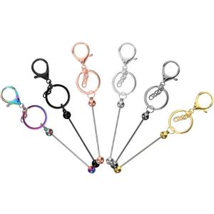 COLLBATH 6pcs Beaded Keychains Keychains Diy Blank Key Rings Beadable Charms Bulk