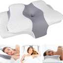 Ultra Pain Relief Cooling Pillow for Neck Support, Adjustable Cervical Pillow Cozy Sleeping, Odorless Ergonomic Contour Memory Foam Pillows, Orthopedic Bed Pillow for Side Back Stomach Sleeper (Queen, Grey)