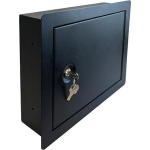 In-Wall Safe with Key Lock  Heavy-Duty Steel Lockable Hidden Wall Compartment for Secure Storage, Wall Safe Box for Jewelry, Cash, and Documents  15.75-Inch Exterior Width, Black