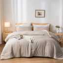 weigelia Queen Comforter Set 7 Pieces Oatmeal Comforters Queen Size Soft Fluffy Bedding Comforter Set with Fitted Sheets, Flat Sheets, Pillow Shams, and Pillowcases