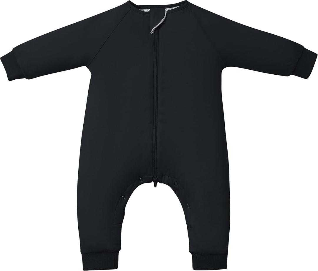 Baby Sleep Sacks with Feet, 1.0 TOG Long Sleeve Wearable Blanket for 06M Infants & 2T4T Toddlers, Soft and Cozy (Black, XL)