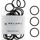 Heliums Small Hair Ties - Black - No Damage Mini 1 Inch Reusable 2mm Elastics for Thin Hair and Kids, Neutral Ponytail Holders - 48 Count