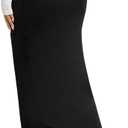 SHENHE Women's Maternity Skirt Knit Adjustable Waist Drawstring Maxi Skirt (Black, L)