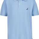 Nautica Boys' Short Sleeve Anchor Polo, Button Closure, Soft & Comfortable, Pique Fabric (8, Blue Bell)