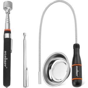 HORUSDY 4-Piece Telescoping Magnetic Pickup Tools Set - Extendable Magnetic Pick Up Tools Flexible Bendable Spring Magnet Stick