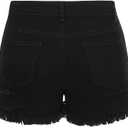 THUNDER STAR Women Mid Rise Ripped Stretchy Jeans Shorts Frayed Raw Hem Casual Denim Shorts (Black, XL)