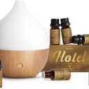 SALKING Essential Oil Diffuser with Luxury Hotel Fragrance Oil Set, 100ml Small Ultrasonic Aromatherapy Diffuser, Auto Shut-Off, Warm White Light, Cool Mist Humidifier for Home & Office (Wooden Grain + Oil)