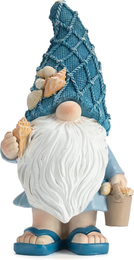 Etlemonde Beach Gnomes Statues,Ocean Gnomes,Nautical Themes Decoration,Beach, Gnome Carrying a Bucket
