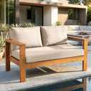 Outdoor Loveseat Cushion Set, 46" x 26" Loveseat Cushions for Outdoor Furniture, Waterproof & Fade-Resistant Patio Furniture Cushions, Deep Seat Cushion for Bench, Swing and Couch, Beige