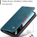 for iPhone 14 Pro Max Case, Flip Wallet Leather Case with Card Holder Magnetic Closure Shockproof Kickstand Protective Phone Cases Cover for iPhone 14 Pro Max, Blue-Green