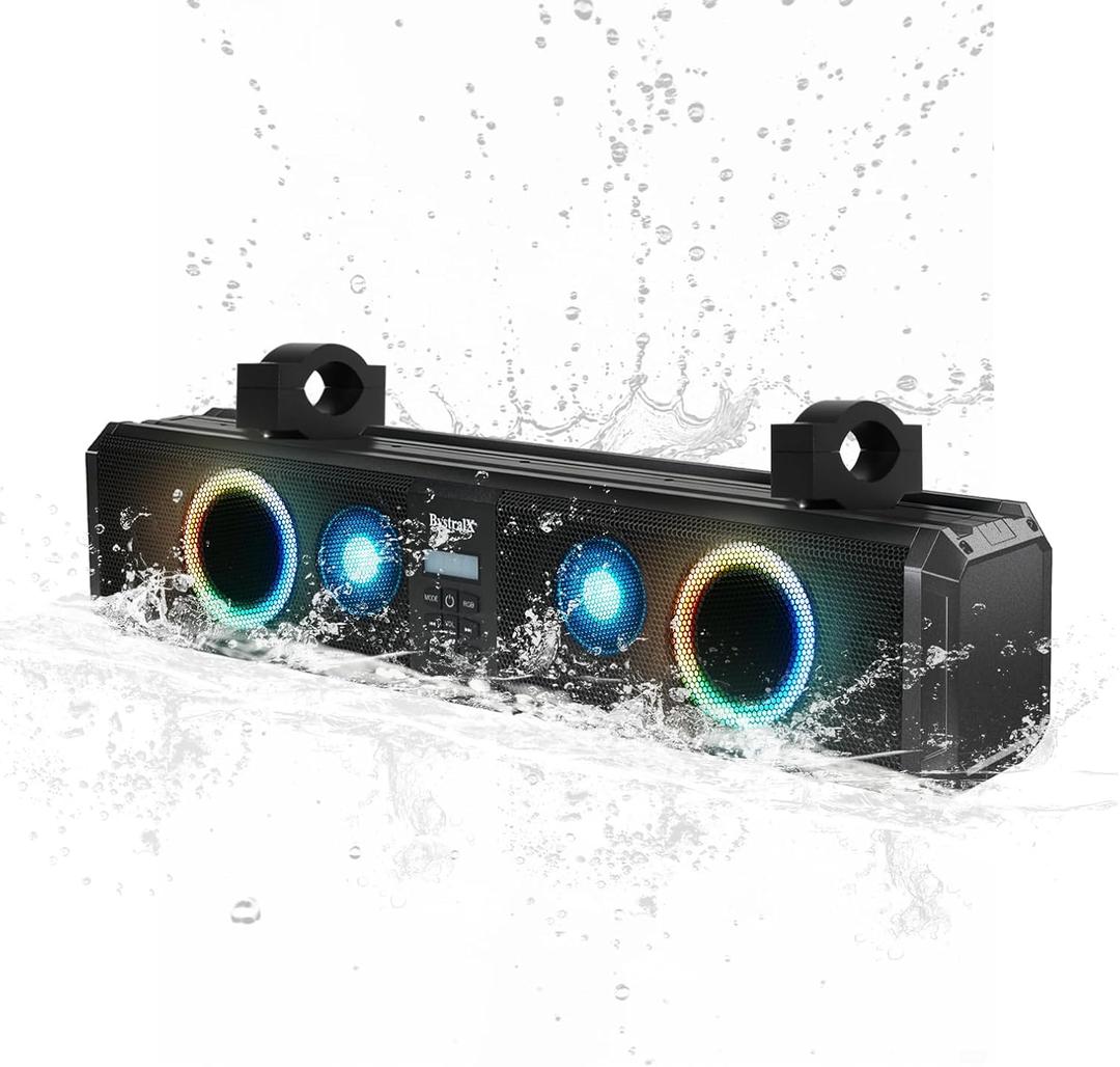 26'' UTV Sound Bar, IP66 Waterproof SXS Sound Bar, RGB UTV Speakers, 3 EQ Modes(Bass/Off-Road/Standard), Digital Processing ATV Speakers Compatible with Polaris RZR Can-Am Fits 1-2'' Roll Bar