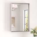 Keonjinn 16 x 24 in Brushed Nickel Bathroom Mirror, Rectangular Metal Framed Vanity Mirror for Wall Square Corner Aluminum Alloy Modern Rectangle Mirror(Horizontal/Vertical)