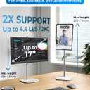 COOPER TabStand, 20" Tall iPad Stand for Desk, Portable Monitor Holder up to 17" Holds 4.4lb, Desktop Tablet Stand, Tablet Mount, Apple iPad Holder for Desk, for Samsung, Kindle, Fire (Frost White)