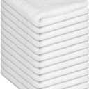 INFICRIME 12 Pack 100% Cotton Wash Cloth, 12x12 Inch Highly Absorbent and Soft Feel Fingertip Towels, Machine Washable Washcloths for Bathroom, Gym, Hotel, Spa and Kitchen, White