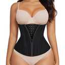 SHAPERX Waist Trainer for Women Underbust Corset Shapewear Tummy Control Workout Waist Cincher Body Shaper Zipper and Hooks, SZ7310-Black-S
