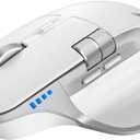 TECKNET Wireless Mouse, Bluetooth Mouse (BT5.3/5.0 & 2.4G) Rechargeable Ergonomic Optical Mouse with 6 Adjustable DPI, Side Scroll, Quiet Clicks, USB A Receiver, 7 Buttons, Wide Compatibility - White