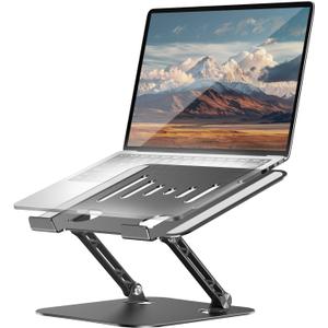 Adjustable Laptop Stand, Aluminum Portable Laptop Riser for Desk Foldable, Ergonomic Computer Notebook Stand Holder for MacBook Air Pro, Dell XPS, HP and All 1017 Inch Laptops, Black