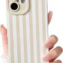 NITITOP Compatible with iPhone 16 Case Cute Stylish Line Stripe Pattern Design for Women Girls Soft TPU Shockproof Full Camera Protective Phone Cover - White