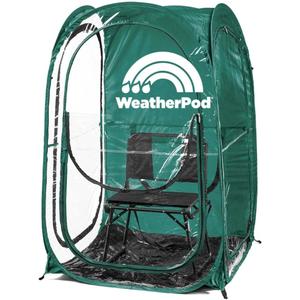WeatherPod The Original Shark Tank MyPod 1-2 Person Pop-Up Pod - Stay Warm, Dry, and Out of The Sun - Weather Pod for Sports, Rain, or Wind (40"L x 40"W x 59"H, Hunter Green)