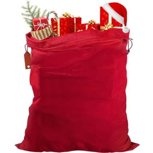 HRX Package Big Velvet Santa Bag, 31x28 Inch Super Soft Drawstring Christmas Gift Bag, Large Christmas Bags Cloth Sack for Presents