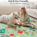 Rugflix 2x3 Small Area Rugs for Entryway, Washable Entrance Door Mat Non-Slip, Soft Low Pile Stain Resistant Vintage Floral Indoor Throw Rug for Kitchen, Bedroom, Hallway, Green