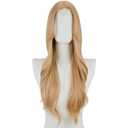 STYLER Long Light Brown Wavy Wig for Women 29 Inch Middle Part Curly Wavy Wig Splayed Bangs Synthetic Heat Resistant Fiber Wig for Daily Use