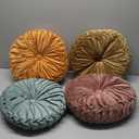 Kathfly 4 Count Round Throw Pillow Velvet Pleated 3D Pumpkin Round Pillow Boho Floor Cushion Couch for Bed Chair Home Car Sofa Decorations, 14.17 x 14.17 Inches (Colorful)