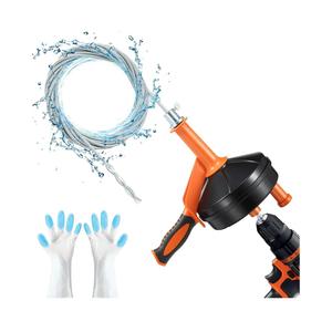 Drain Auger, Clog Remover with Drill Adapter, 25 Feet Flexible Plumbing Snake Use Manually or Powered for Kitchen, Bathroom and Shower Sink, Comes with Gloves (orange)