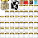 STARSIDE 48 Pack 1.5 oz Hexagon Glass Canning Jars with Gold Lids, Mini Jam Jars for Honey,Sauce,Wedding Favors,DIY Small Spice Jars. Include 1 Pen and 80 Labels.