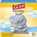 Glad ForceFlex Tall Kitchen Trash Bags, 13 Gallon, Fresh Clean, 80 Count (Package May Vary)