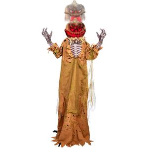 5.9 FT Large Life Size Halloween Pumpkin Animated Decorations Scary Outdoor, Evil Prop with Glowing Light 2024, Sound and Touch Activated Pop-up Motion Creepy Decor Covered Indoor Outdoor Yard Lawn