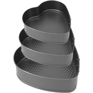 3 Springform Heart Cake Tins Heavy Duty, Double Layer Non-Stick Coating, Removable Base, Heavy Duty Carbon Steel, Perfect for Frozen Desserts - Oven Safe Bakeware (8/9/10 Inch)