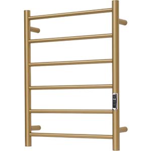Heated Towel Racks for Bathroom, Wall Mounted Electric Towel Warmer Racks with Timer & Temperature Control, 6 Bar Stainless Steel Towel Heater for Bathroom, Brushed Gold, Plug-in