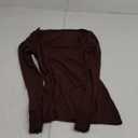 SUUKSESS Cloud Cashmere Women Lace Scoop Neck Tops Basic Long Sleeve Knit Shirts (X-Small, Dark Brown)