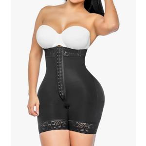 YIANNA Tummy Control Shapewear for Women Strapless Fajas Colombianas Body Shaper Shorts Butt Lifter with Zipper Crotch M
