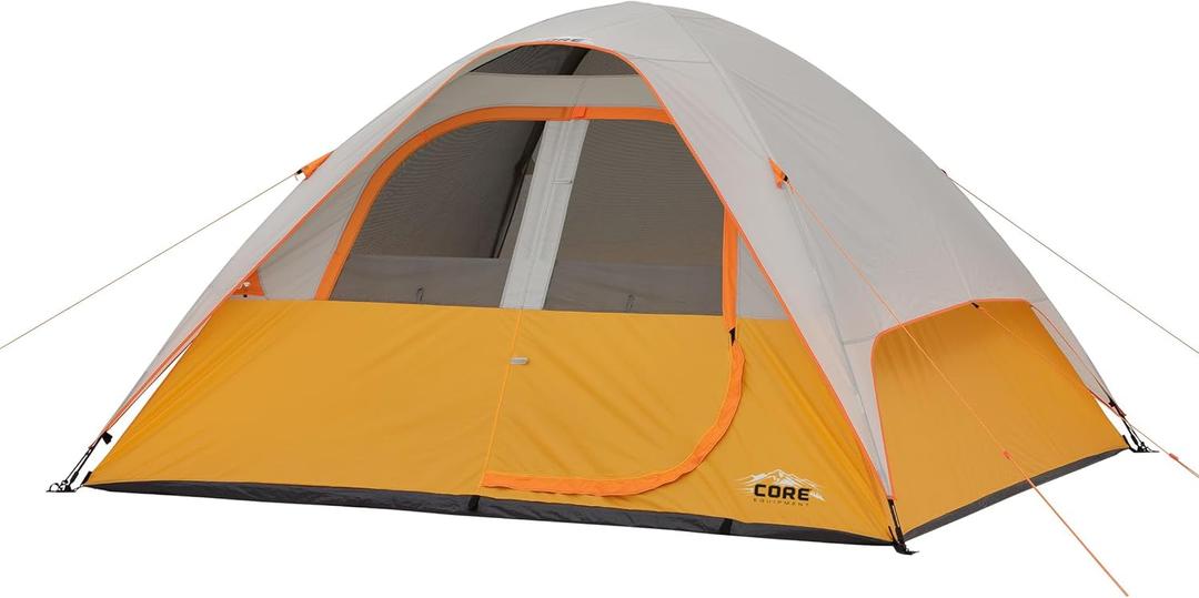 CORE Tent 6 Person for Outdoor Family, Hiking, and Backpacking | Portable Dome Camp Tent with Storage Pockets for Camping Accessories