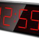 Peakeep Battery Operated Digital Clock, Alarm Clock for Bedrooms - Cordless Large Big Numbers 4 Dimmers for Seniors, Adjustable Volume Loud Alarm Clock for Heavy Sleepers Adults (Red Digits)