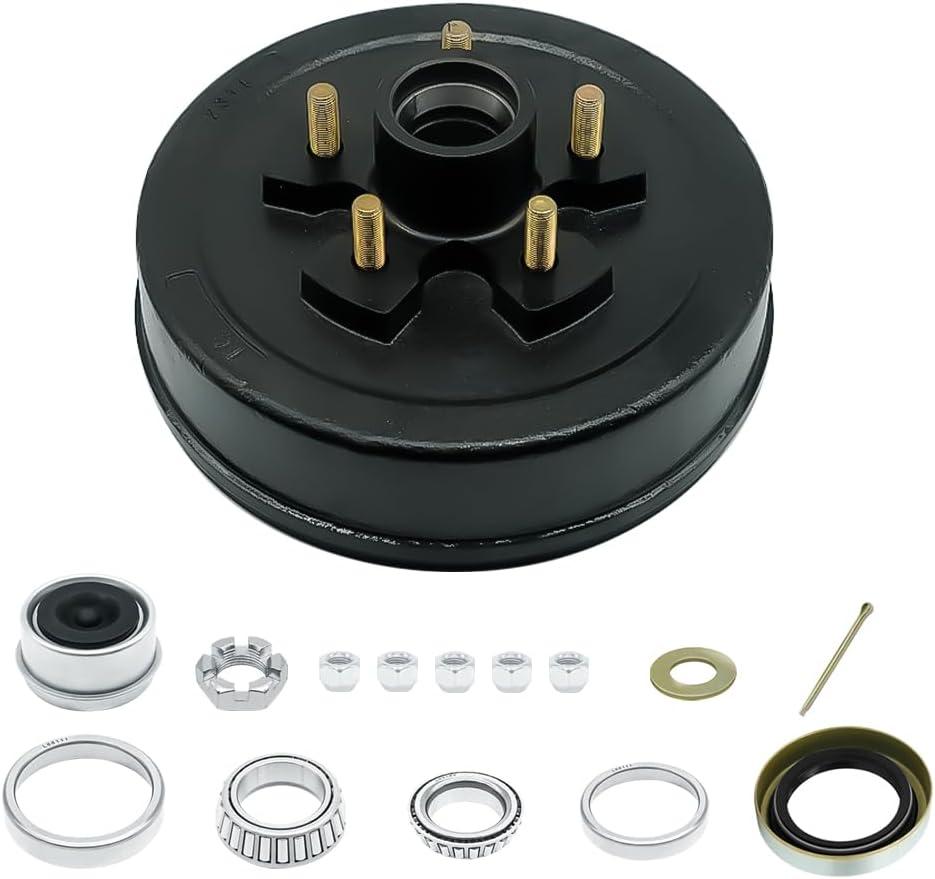 RV MURTS Trailer Brake Hub Drum Kit 5 Bolt on 4.5 for 3500 lb Cargo Boat Trailer Axle, 10" x 2-1/4" Electric Brake, L44649 L68149 Bearing 1.719" x 2.565" Grease Seal for #84 1-3/8" to 1-1/16" Spindle.