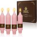 NJAO HOO Pink Short Taper Candle 5 Inch Candlesticks Unscented Dripless Tapered Candle Set for Home Decor Wedding Party Dinner Candles, 4 Pack