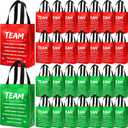 SilTriangle 30 Pcs Christmas Team Appreciation Gift Bags Bulk Xmas Green Red Bags with Handle 7.87 x 10.23 x 3.93 Inch Reusable Totes for Employees Coworker Staff Christmas Party Favors Supplies