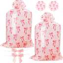 R HORSE Extra Large Plastic Gift Bags - 2Pcs Pink Bow Jumbo Gift Bags with Ropes and Tags 48" x 36" Oversized Present Wrapping Bag Giant Goodie Bag for Baby Shower Birthday Wrapping Supplies