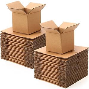 TaoBary 50 Packs 4 x 4 x 4" Shipping Boxes Small Cardboard Boxes Kraft Corrugated for Small Business, Mailing Packing Moving Storing