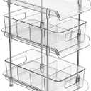 3 Tier Clear Bathroom Organizer with Dividers, Multi-Purpose Pull-Out Pantry Organization and Storage, Under Sink Closet Organizers and Storage, Vanity Skincare Cosmetic Organizer Medicine Bins